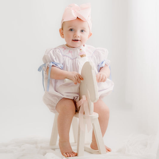 BIRTHDAY BOWS SMOCKED BUBBLE