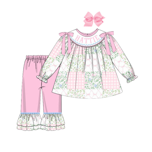 PALMER PATCHWORK NAME SMOCKED BISHOP PANT SET