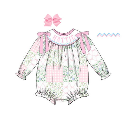 PALMER PATCHWORK NAME SMOCKED BISHOP BUBBLE