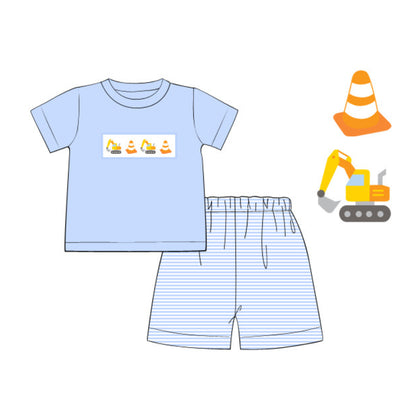 BOYS CONSTRUCTION SMOCKED SHORT SET
