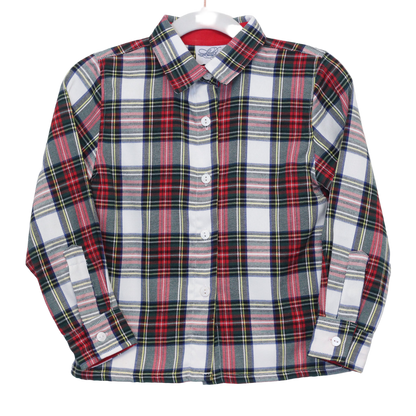 BOYS GOOD TIDINGS TARTAN BUTTON UP