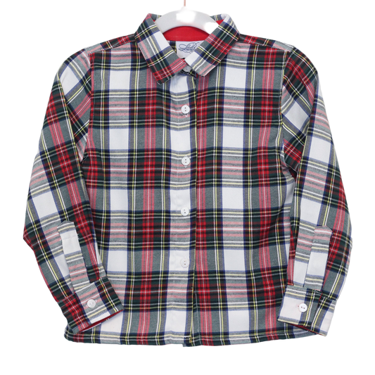 BOYS GOOD TIDINGS TARTAN BUTTON UP