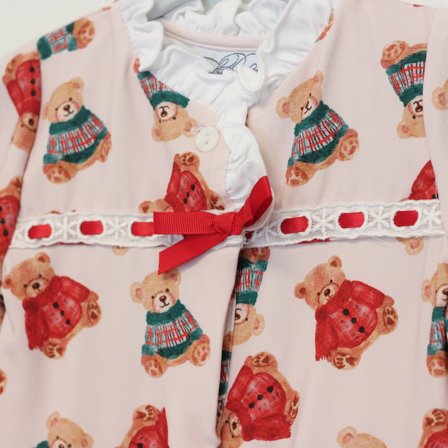 GIRLS CHRISTMAS TEDDIES FOOTIE LOUNGEWEAR