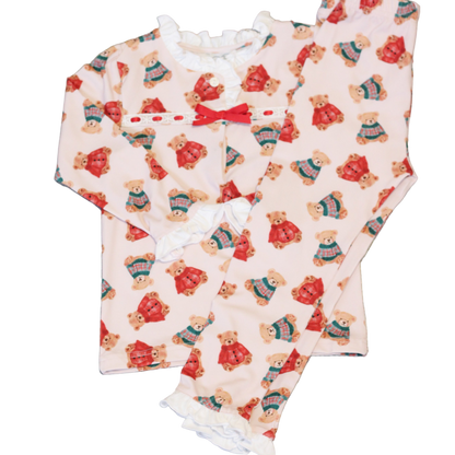GIRLS CHRISTMAS TEDDIES 2PC LOUNGEWEAR