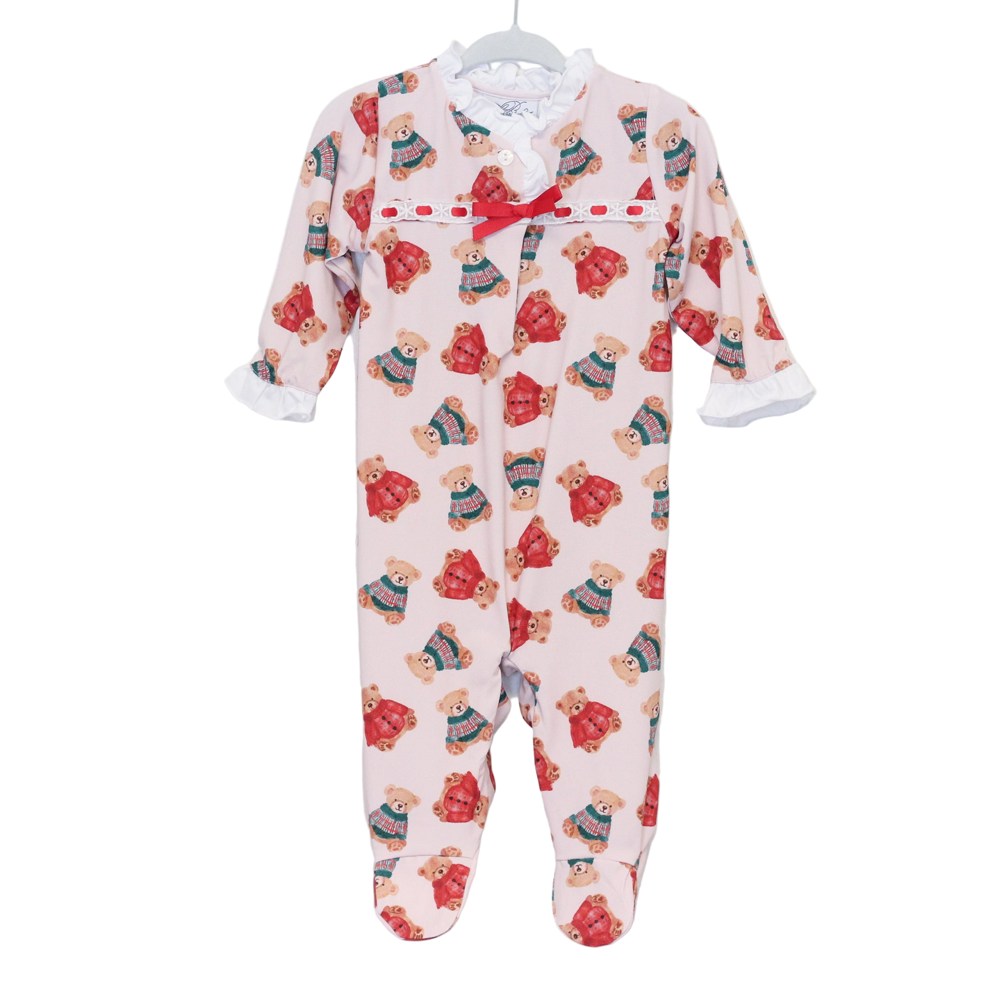 GIRLS CHRISTMAS TEDDIES FOOTIE LOUNGEWEAR