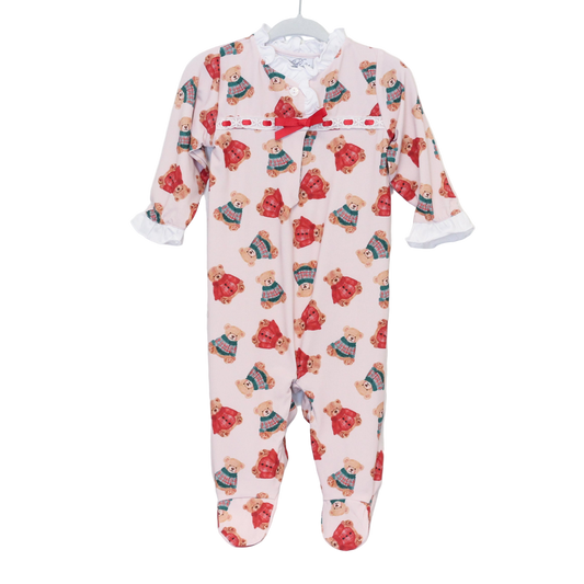 GIRLS CHRISTMAS TEDDIES FOOTIE LOUNGEWEAR