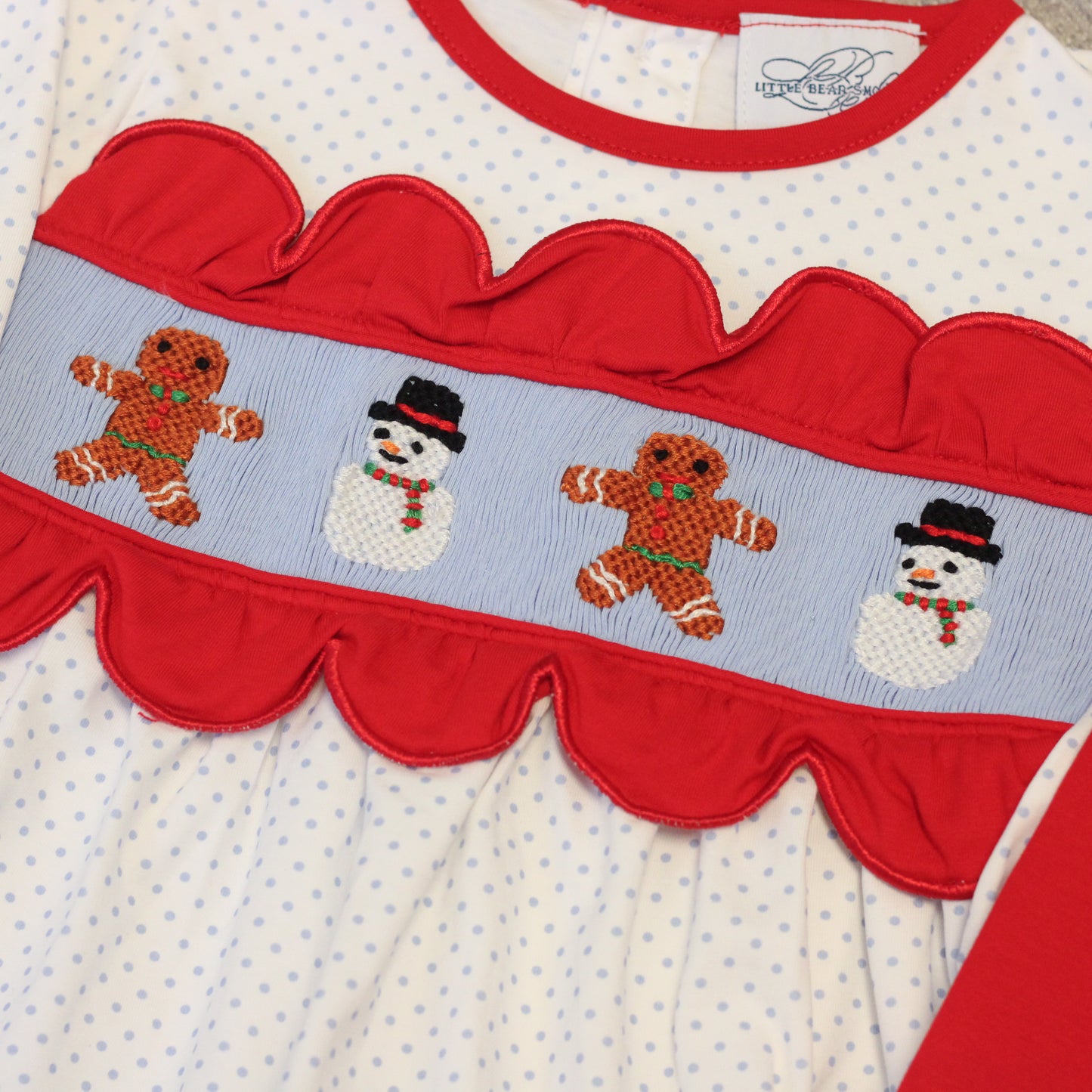GIRLS GINGERBREAD & SNOWMEN SMOCKED LEGGING SET