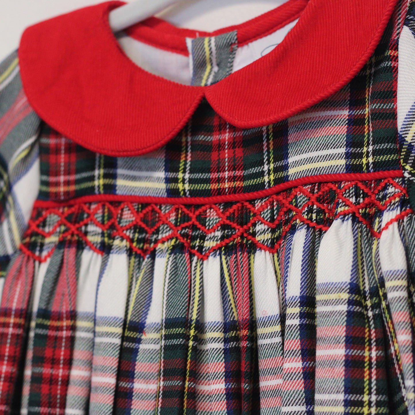 GIRLS GOOD TIDINGS TARTAN SMOCKED BUBBLE
