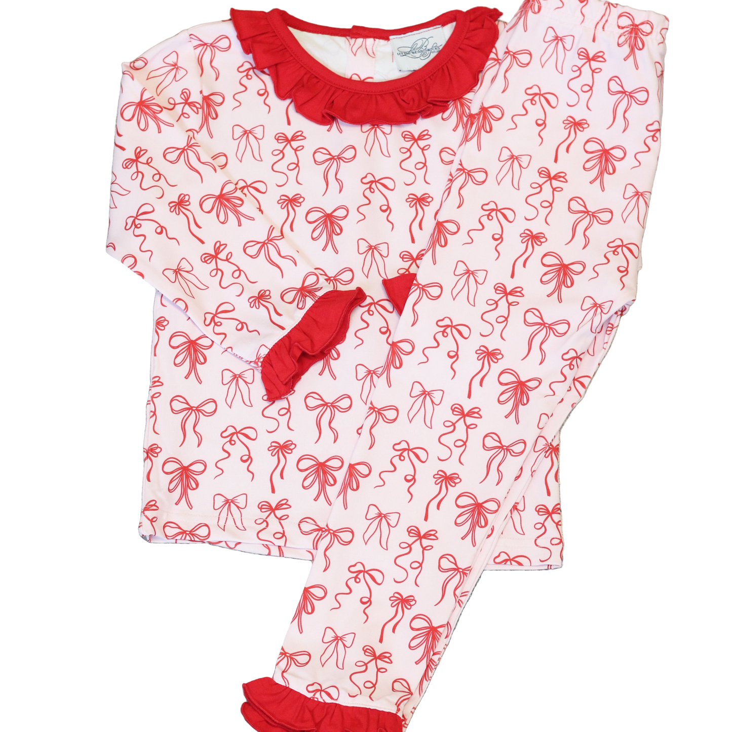 PINK & RED BOWS 2PC RUFFLE LOUNGEWEAR
