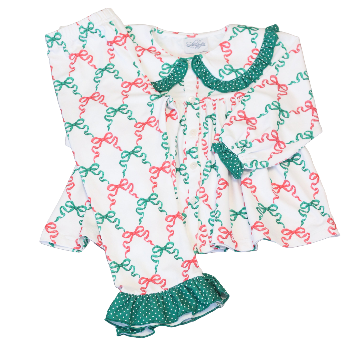 RED & GREEN BOWS COLLARED 2PC LOUNGEWEAR