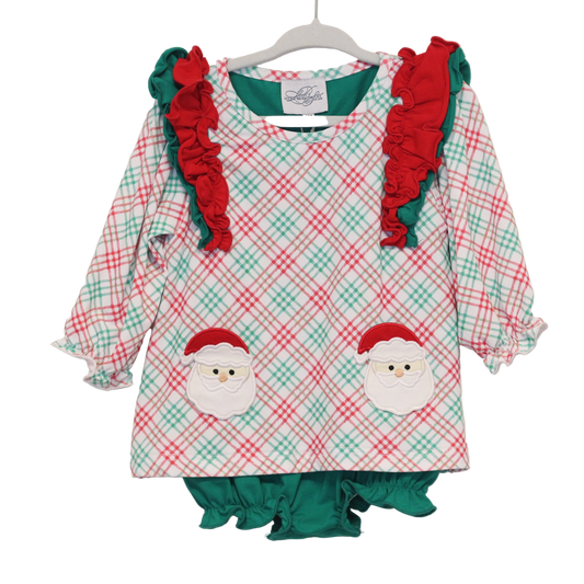 RED & GREEN SANTA POCKET SKIRTED BUBBLE