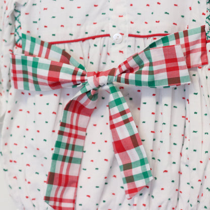 SANTAS & BOWS GEOMETRIC SMOCKED DRESS