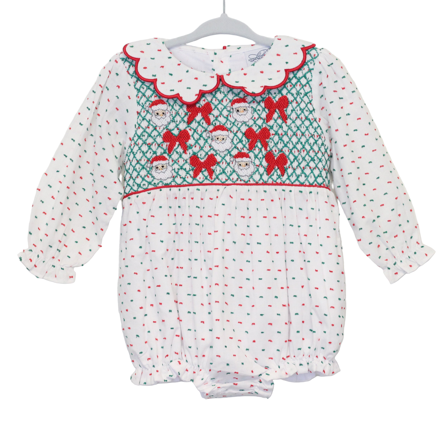 SANTAS & BOWS GEOMETRIC SMOCKED BUBBLE