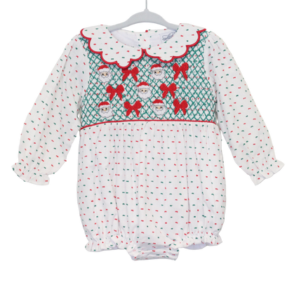 SANTAS & BOWS GEOMETRIC SMOCKED BUBBLE