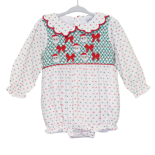 SANTAS & BOWS GEOMETRIC SMOCKED BUBBLE