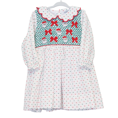 SANTAS & BOWS GEOMETRIC SMOCKED DRESS