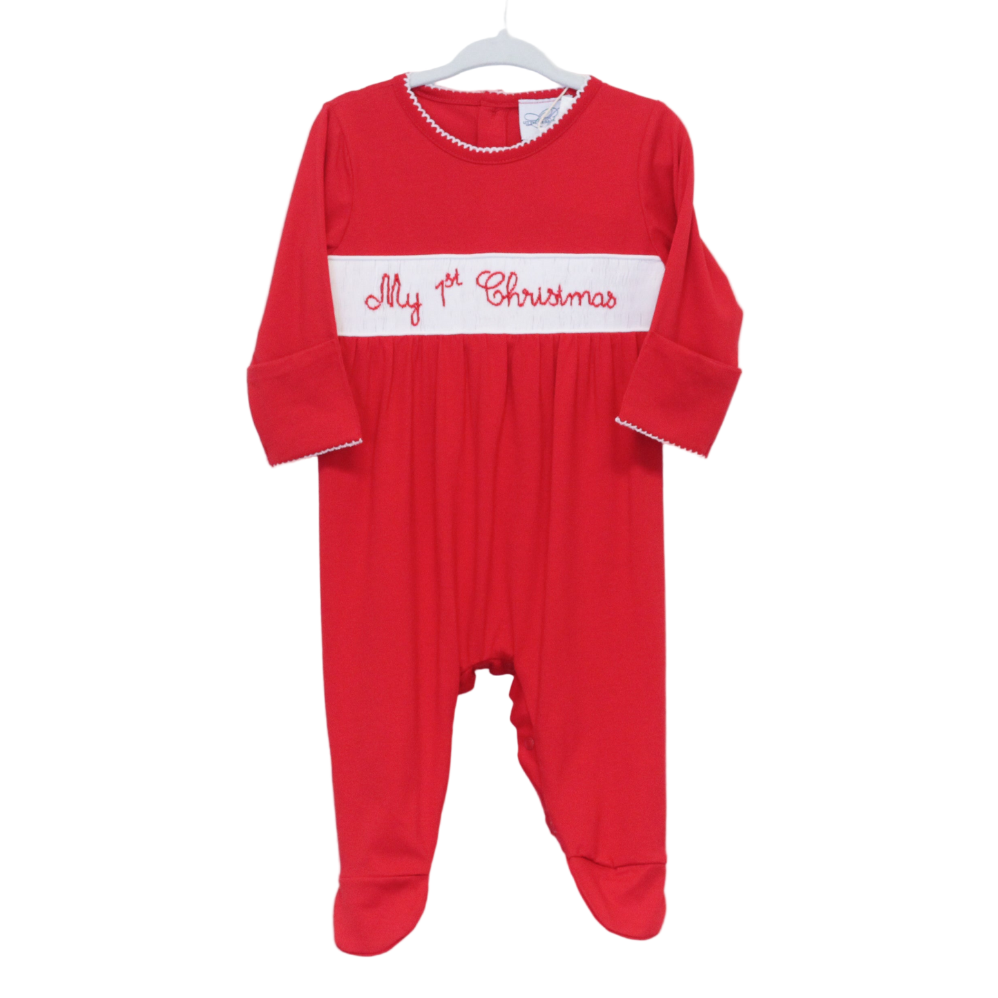 SMOCKED MY 1ST CHRISTMAS INFANT FOOTIE
