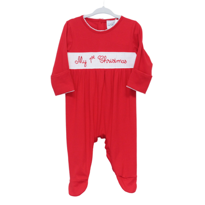 SMOCKED MY 1ST CHRISTMAS INFANT FOOTIE
