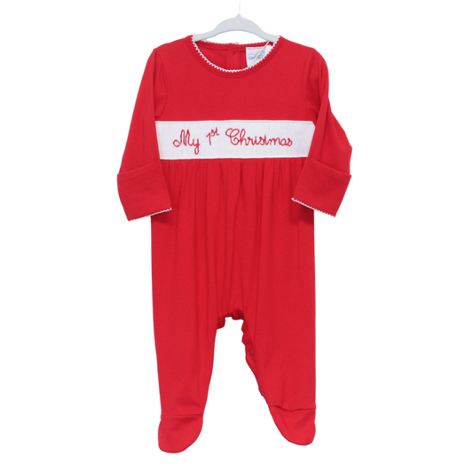 SMOCKED MY 1ST CHRISTMAS INFANT FOOTIE