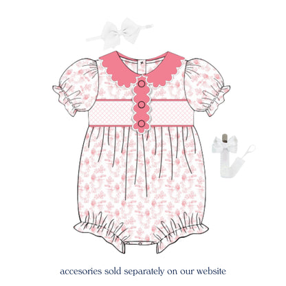 PINK TOILE SMOCKED BUBBLE