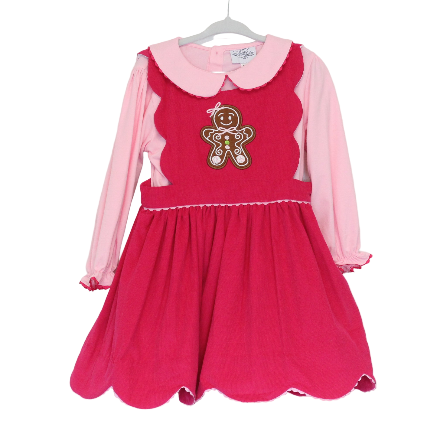 PINK CORD GINGERBREAD SCALLOPED DRESS & SHIRT