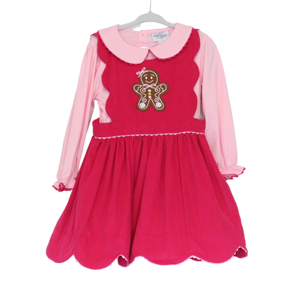 PINK CORD GINGERBREAD SCALLOPED DRESS & SHIRT