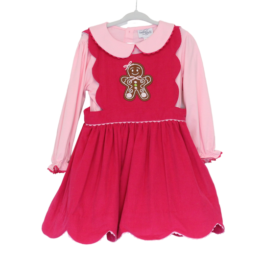 PINK CORD GINGERBREAD SCALLOPED DRESS & SHIRT