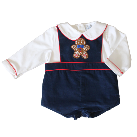 NAVY CORD GINGERBREAD JON JON & SHIRT