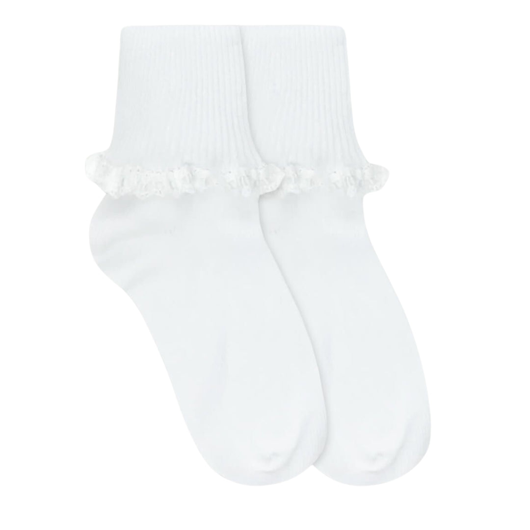 JEFFERIES SATIN & LACE TURN CUFF SOCKS