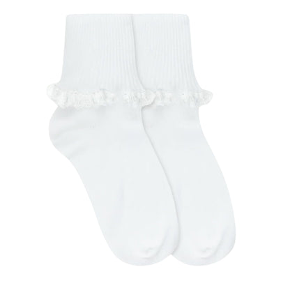 JEFFERIES SATIN & LACE TURN CUFF SOCKS