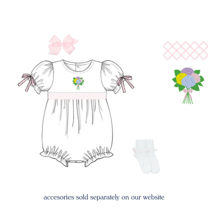 FRENCH KNOT HYDRANGEA BOUQUET SMOCKED BUBBLE