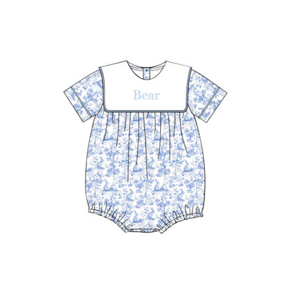 BOYS BUNNY TOILE BIB BUBBLE