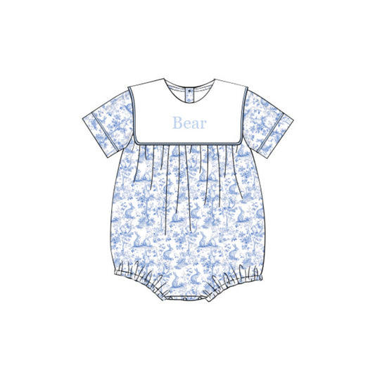 BOYS BUNNY TOILE BIB BUBBLE