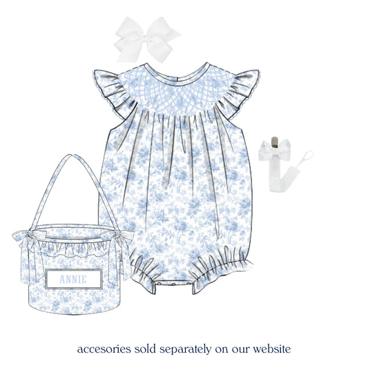 BLUE TOILE SMOCKED BISHOP BUBBLE
