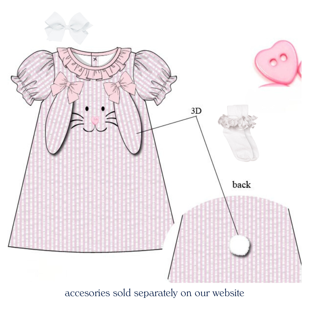3D BUNNY SEERSUCKER DRESS