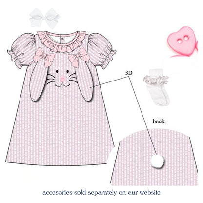 3D BUNNY SEERSUCKER DRESS