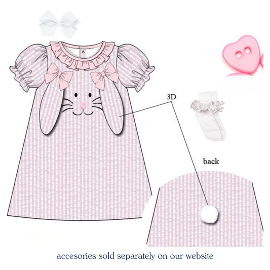 3D BUNNY SEERSUCKER DRESS