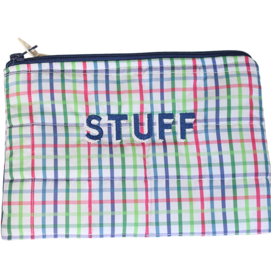 Primary Plaid Small Zippered Pouch