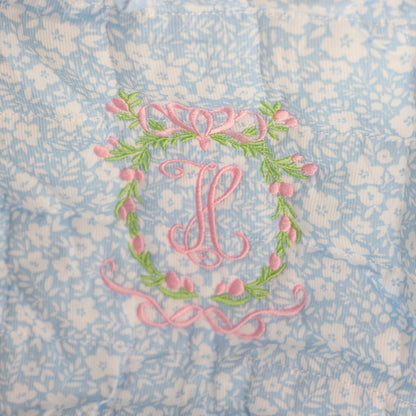 BLUE FLORAL LARGE ZIPPERED POUCH