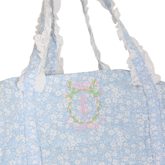 BLUE FLORAL QUILTED DUFFEL