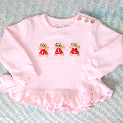 GIRLS FRENCH KNOT GINGERBREAD SWEATER