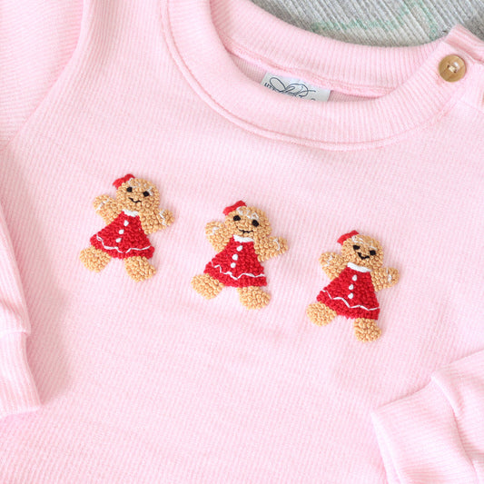 GIRLS FRENCH KNOT GINGERBREAD SWEATER