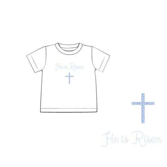 BOYS FRENCH KNOT "HE IS RISEN" SHIRT