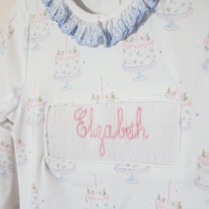 GIRLS BIRTHDAY NAME SMOCKED LOUNGE WEAR