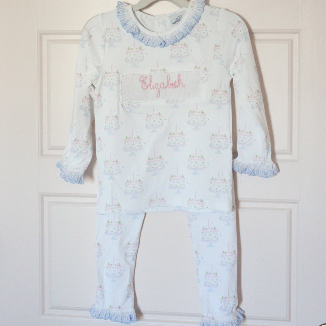 GIRLS BIRTHDAY NAME SMOCKED LOUNGE WEAR