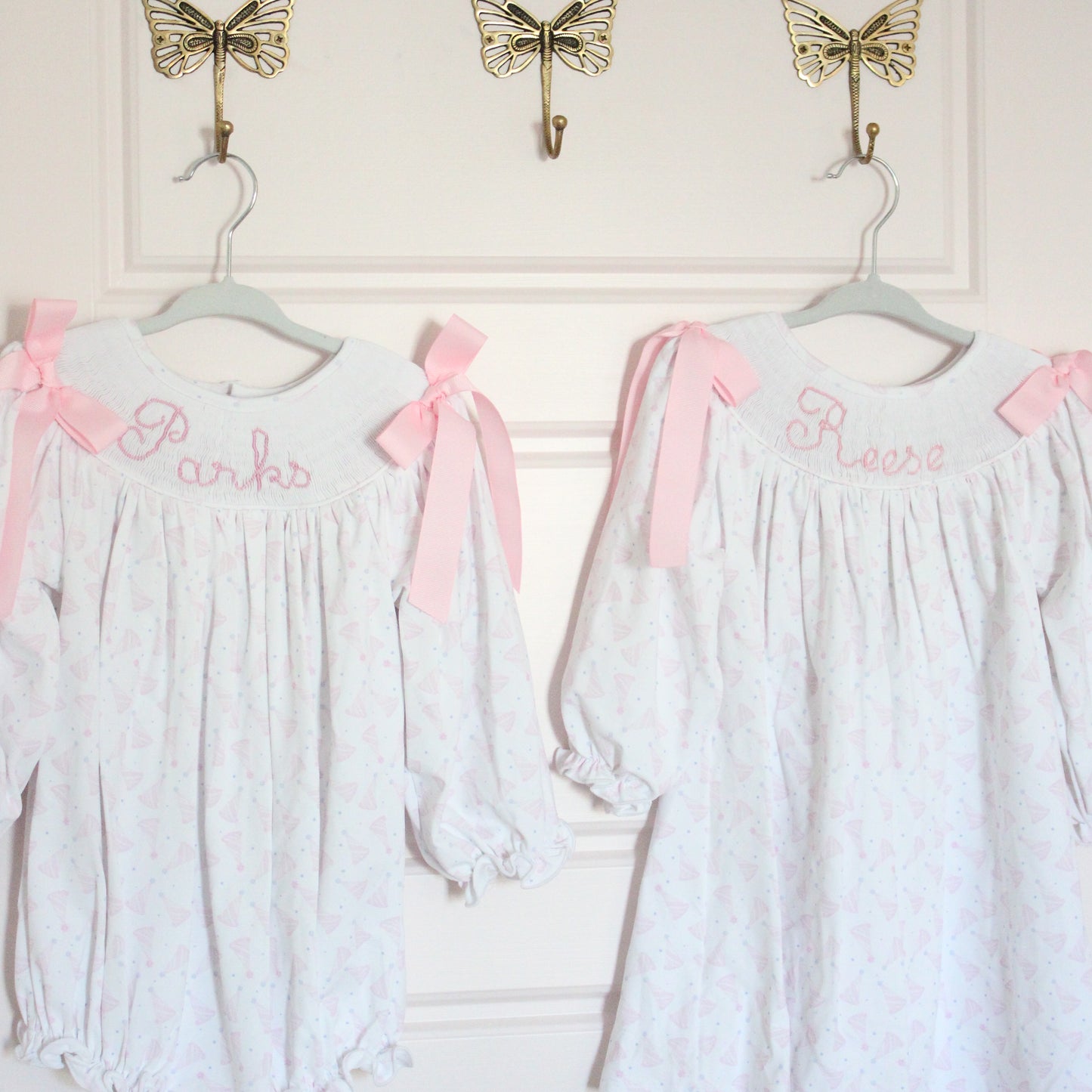 GIRLS BIRTHDAY NAME SMOCKED BISHOP BUBBLE