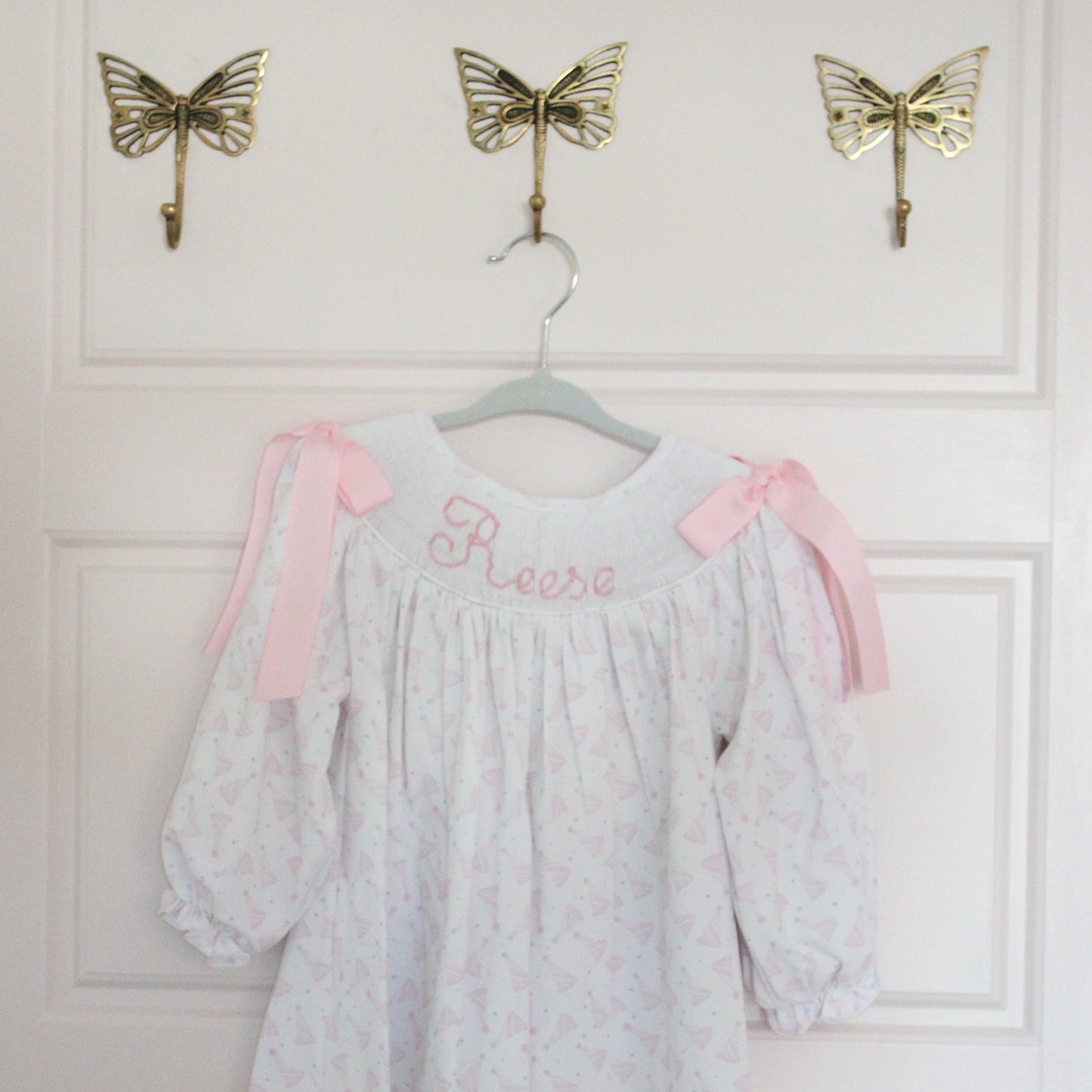 GIRLS BIRTHDAY NAME SMOCKED BISHOP DRESS