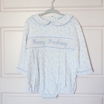 BOYS BIRTHDAY NAME SMOCKED BUBBLE