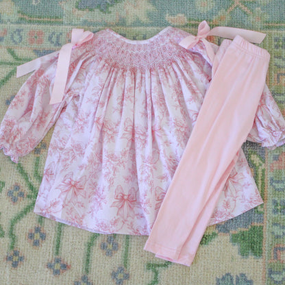 Blooming Bows Geometric Smocked Legging Set