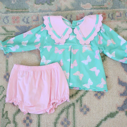 Blythe Butterflies Collared Diaper Set